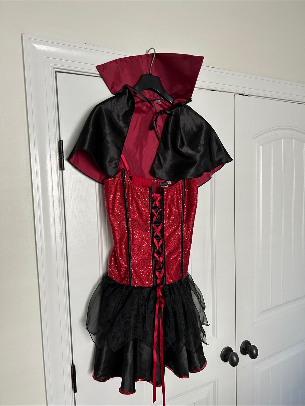 Leg Avenue Red and Black Sparkle Vampire Dress with Capelet